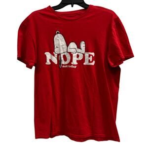 SNOOPY Peanuts Red “Nope Not Today” tee sz L